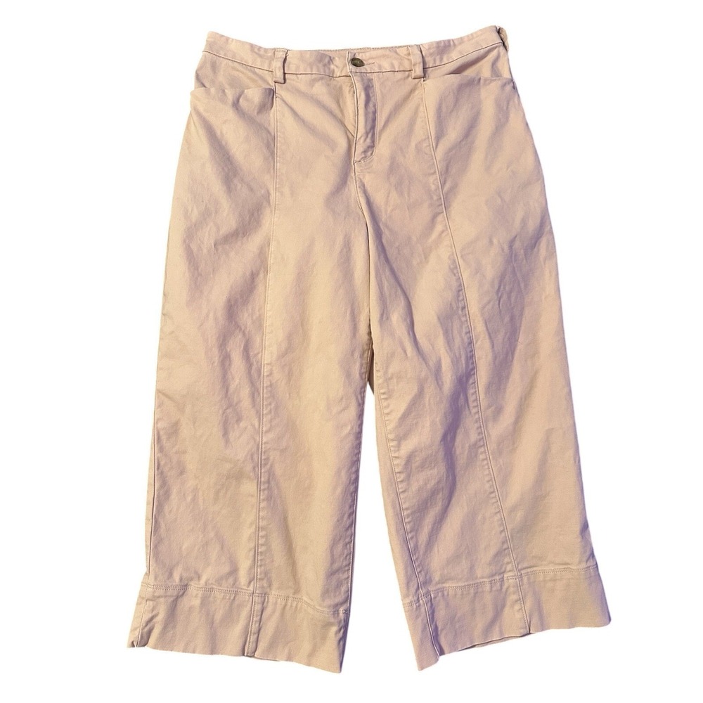 Duluth Trading Co Women's Wide Leg Crop Pants 16 Regular Cotton Chino Workwear